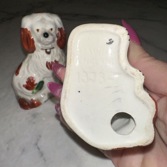 RARE PAIR STICKERED Brwn SPOTTED Beswick Staffordshire Dogs King Charles 1738-7 - Picture 8 of 13